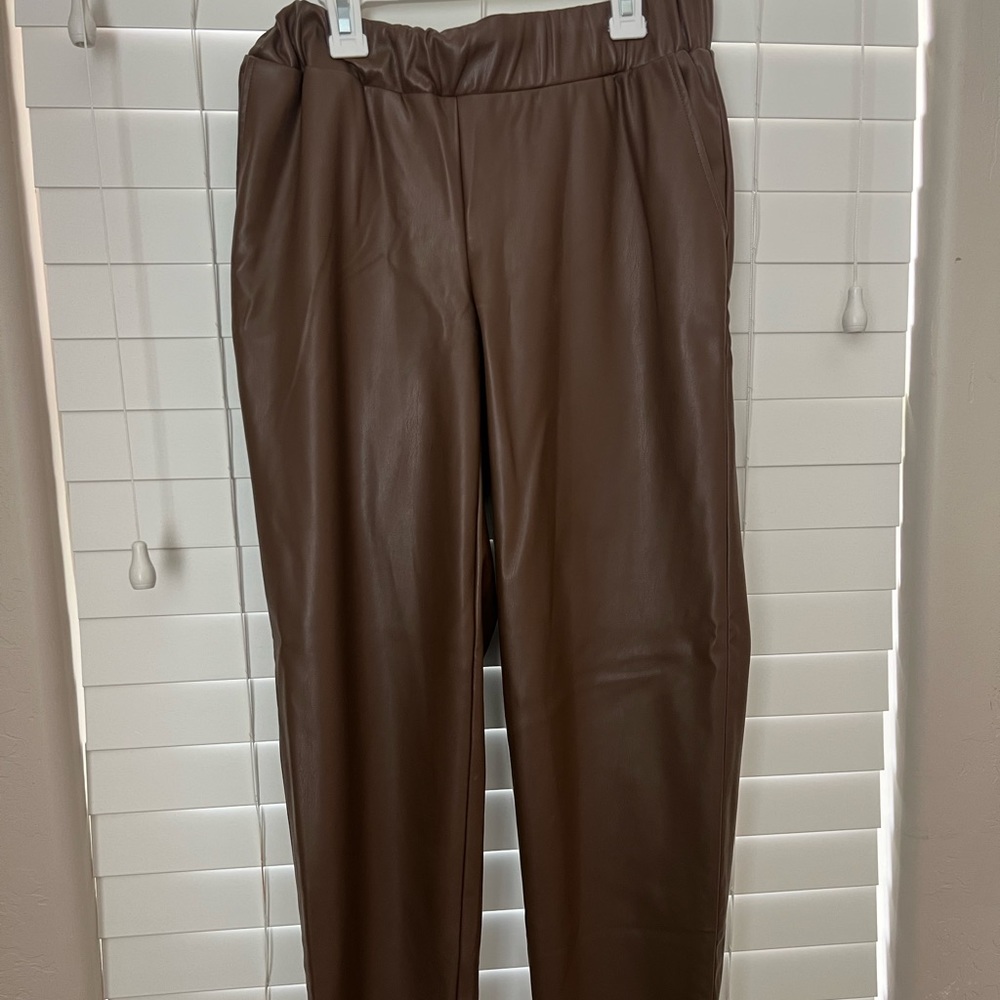 Amazon brown leather pants size smalll